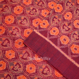Maroon Dual Tone Sambalpuri Ikat Cotton Fabric