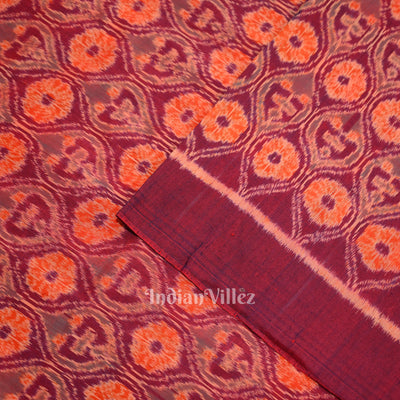 Maroon Dual Tone Sambalpuri Ikat Cotton Fabric
