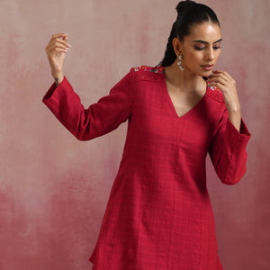 trueBrowns Red Cotton Dobby Co-ord set