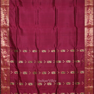 Purple Wine Handwoven Baluchari Silk Saree