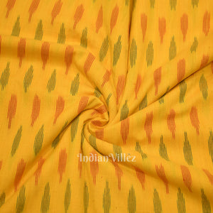Deep Yellow Pochampally Ikat Cotton Fabric