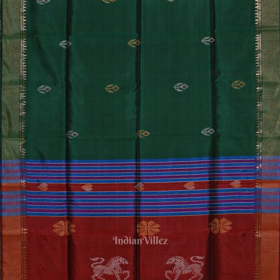 Green Maroon Pure Bishnupuri Silk Saree