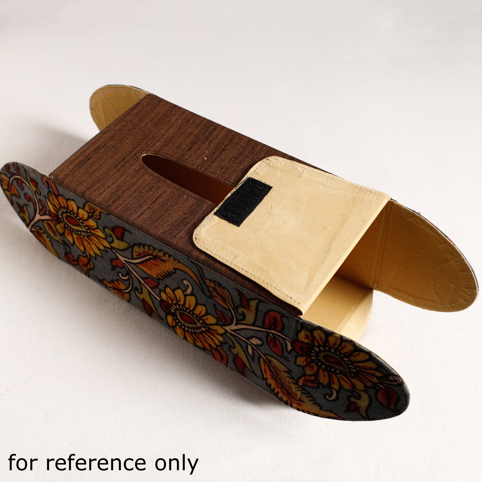 Brown - Handpainted Kalamkari Natural Dyed Cotton Tissue Box