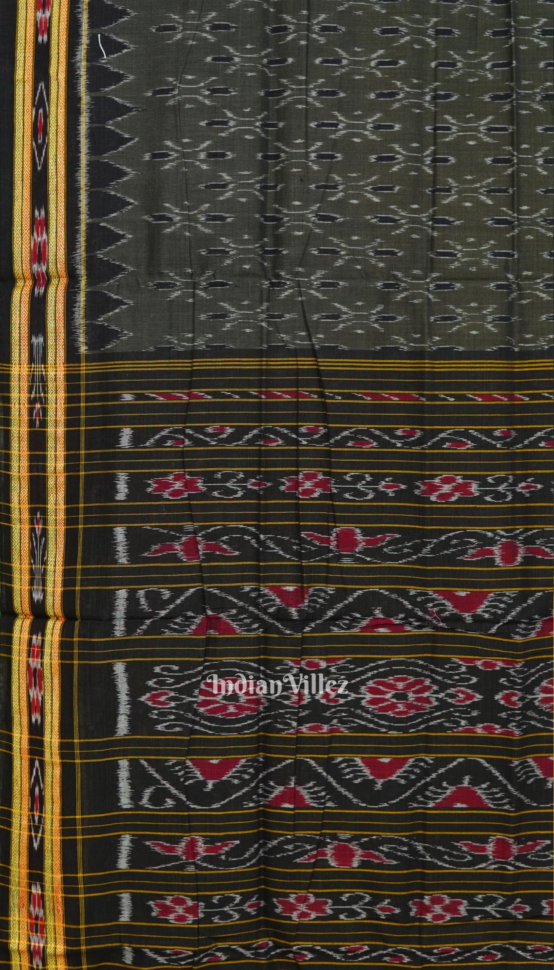 Bottle Green Maniabandha Cotton Tribal Saree