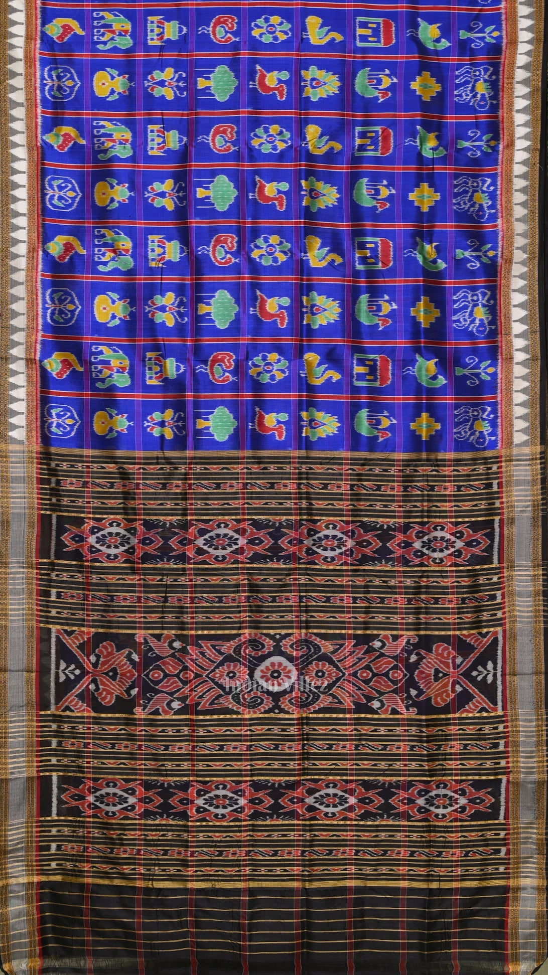 Royal Blue Nabakothi Odisha Ikat Khandua Silk Saree