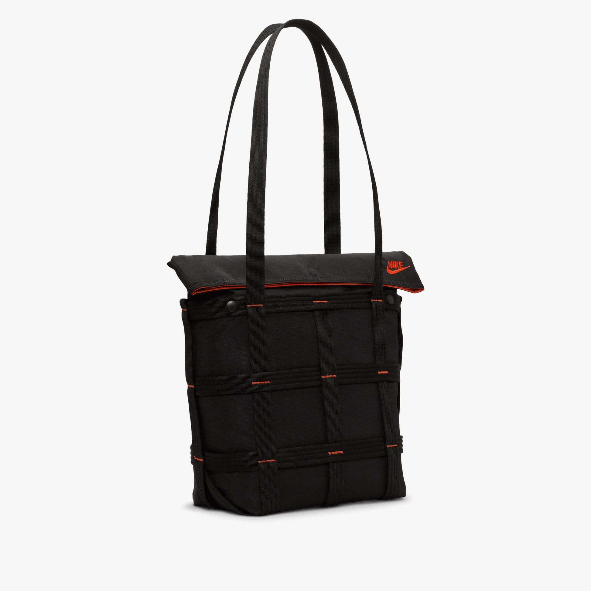 NIKE | SPORTSWEAR CARGO TOTE (12L) { BLACK/BLACK/ORANGE