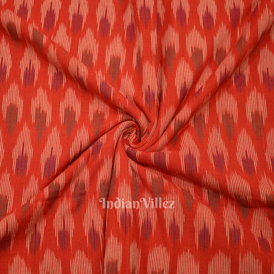 Red Pochampally Ikat Cotton Fabric