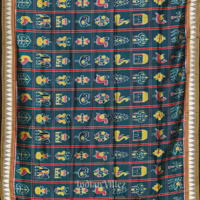 Forest Green Nabakothi Theme Odisha Ikat Khandua Silk Saree