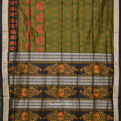 Mehendi Green Diwali Theme Odisha Handloom Sambalpuri Silk Saree