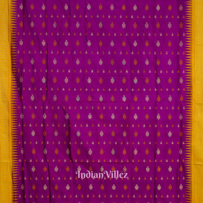 Magenta Banyan Tree Motif Sambalpuri Silk Saree