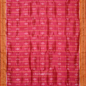 Rani Pink Yellow Pasapali Odisha Ikat Khandua Silk Saree