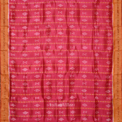Rani Pink Yellow Pasapali Odisha Ikat Khandua Silk Saree