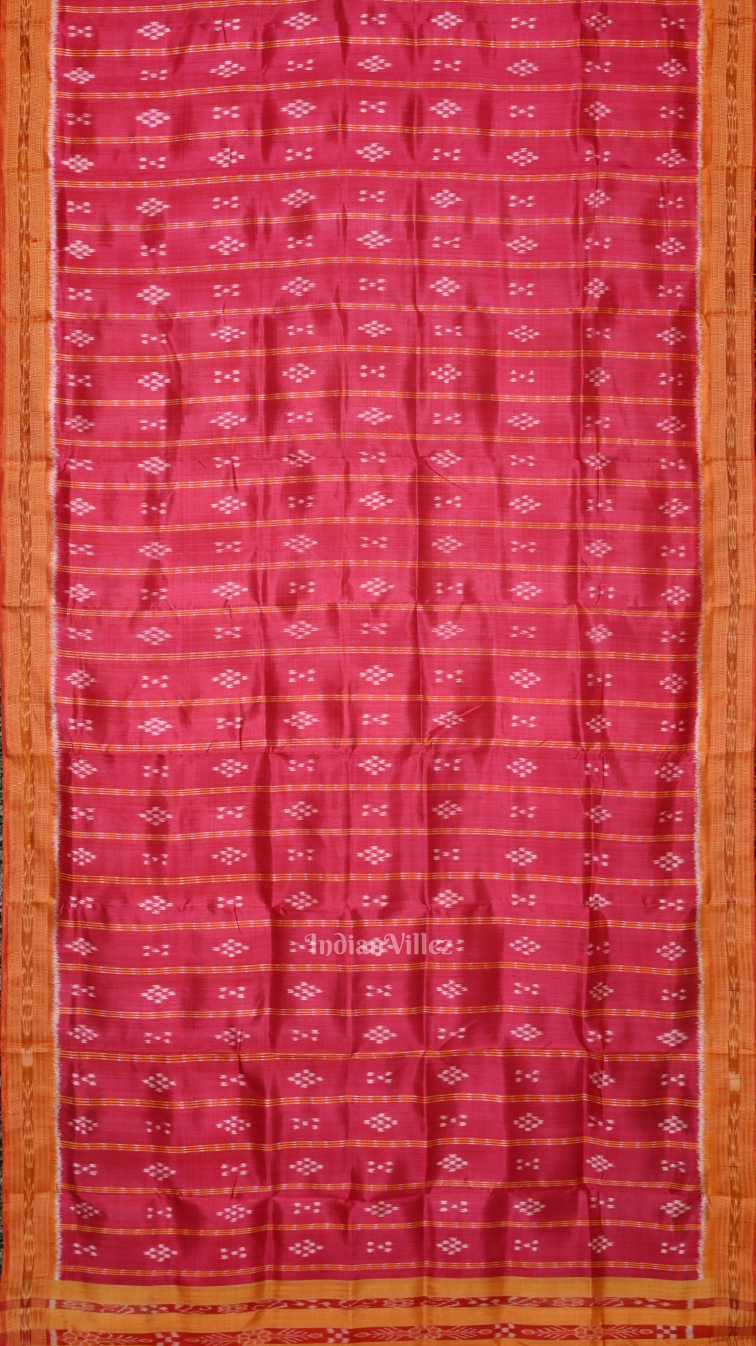 Rani Pink Yellow Pasapali Odisha Ikat Khandua Silk Saree
