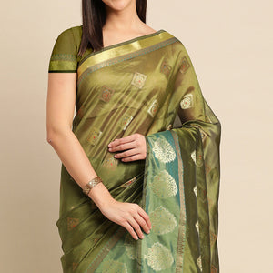 Mehendi Woven Organza Saree