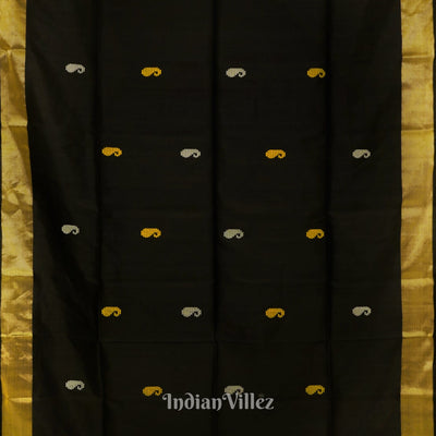 Black Maroon Butterfly Design Pure Bishnupuri Silk Saree