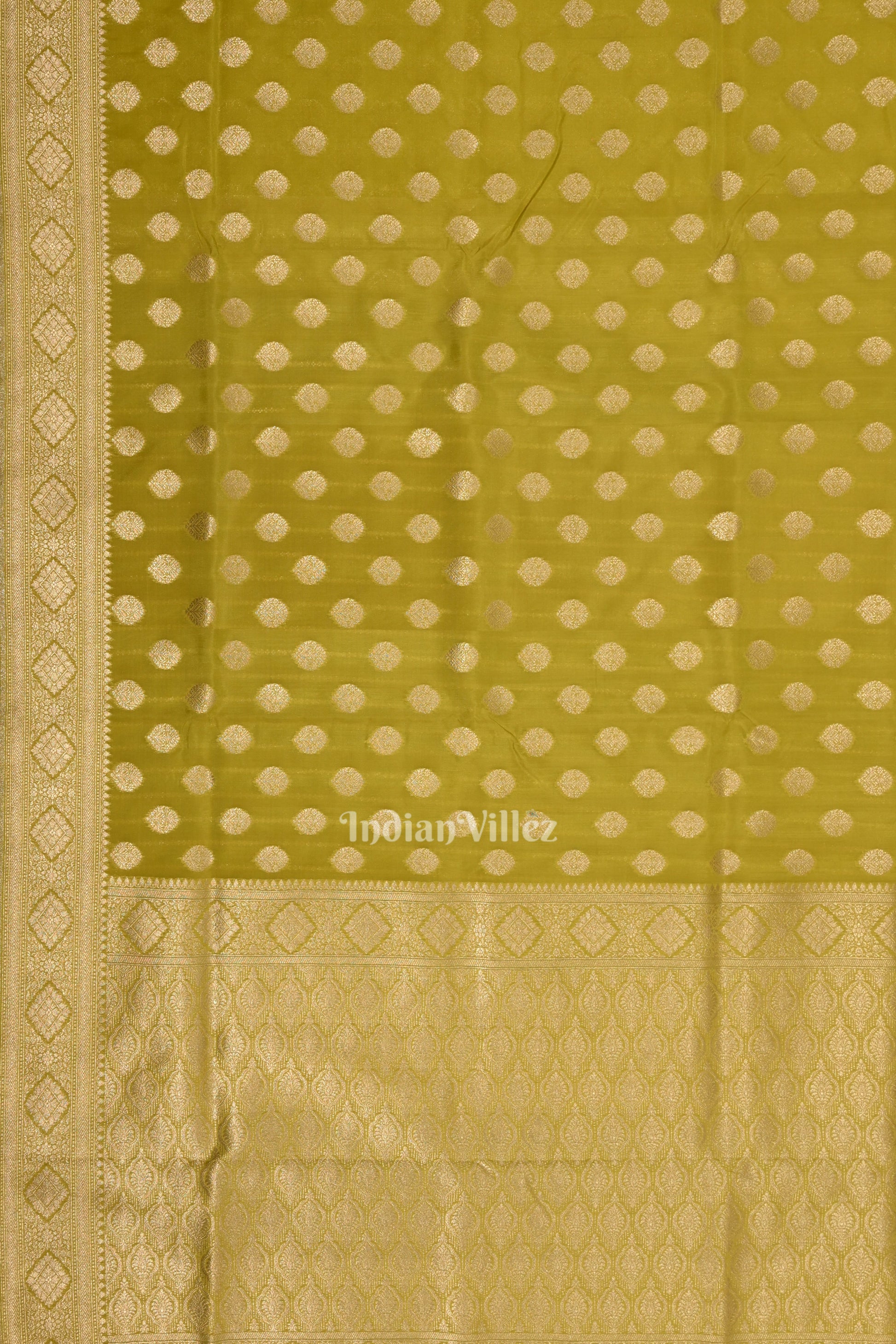 Mehendi Green Soft Pure Mashru Satin Silk Banarasi Saree