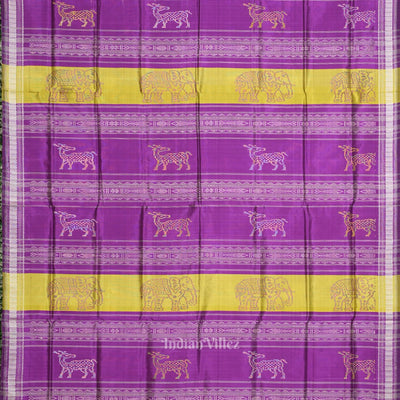 Purple Pasapali Double Pallu Berhampuri Silk Saree