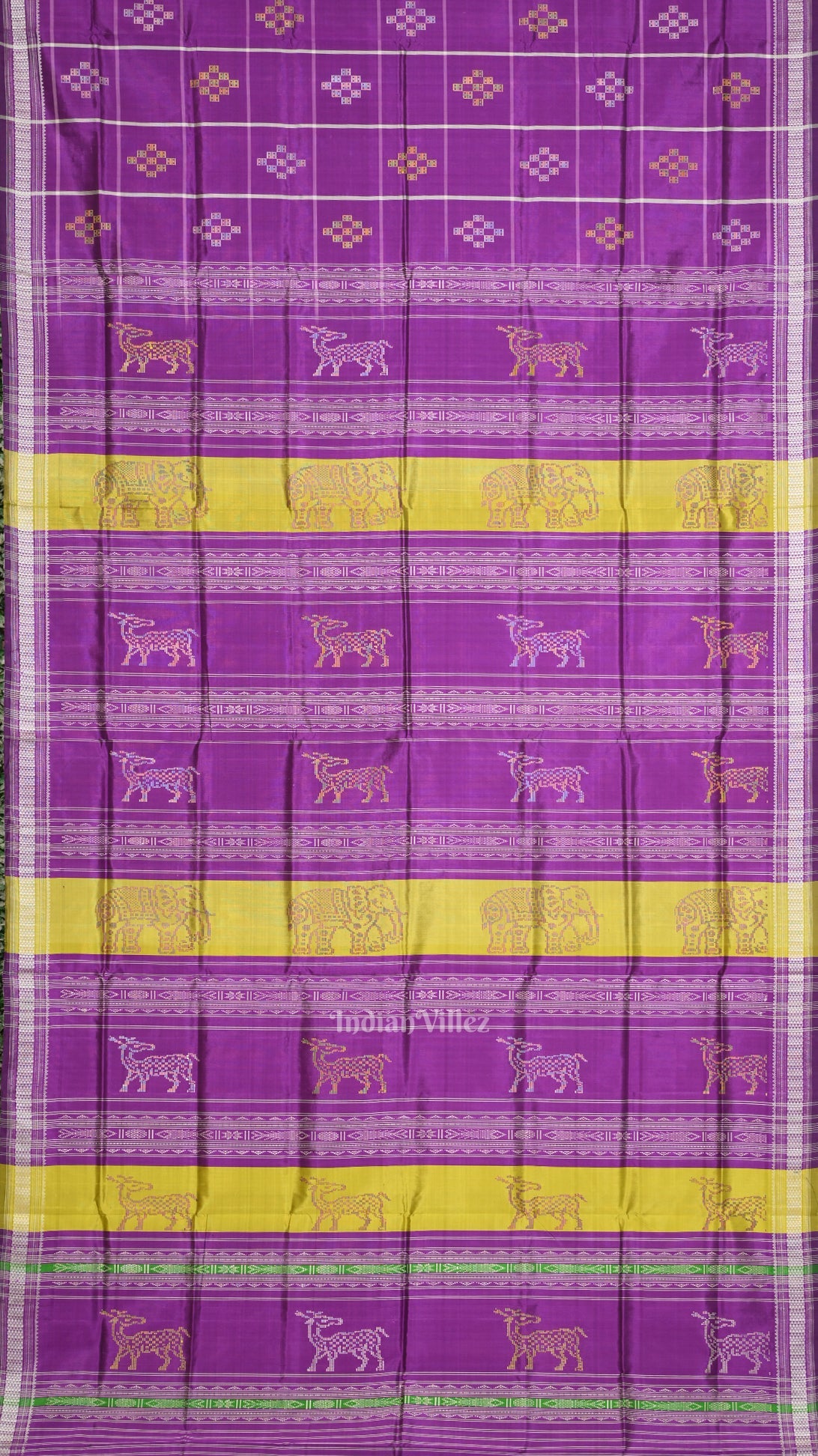 Purple Pasapali Double Pallu Berhampuri Silk Saree