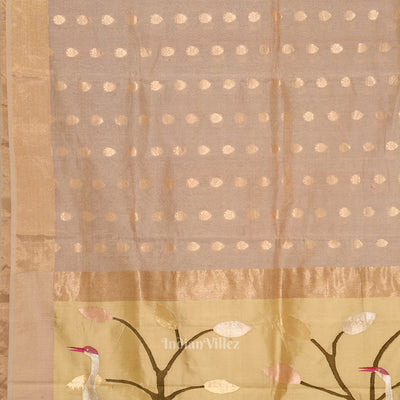 Exclusive  Ravi Verma Painting Golden Chanderi  Saree