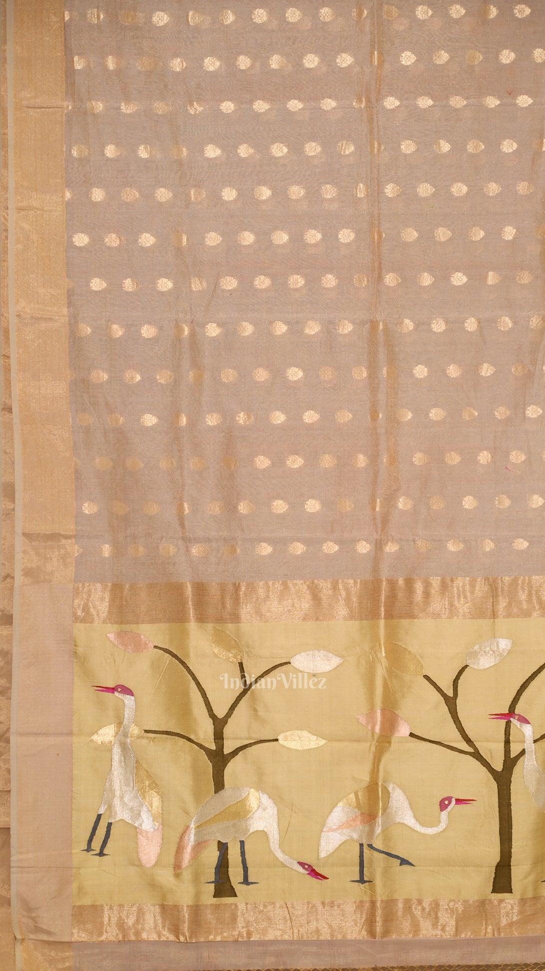 Exclusive  Ravi Verma Painting Golden Chanderi  Saree