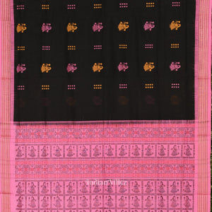 Black Pink Odisha Handloom Doll  Theme Bomkai Cotton Saree