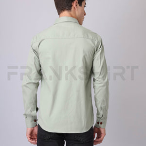 Frankshirt Double Pocket Pista Solid Tailored Fit Cotton Casual Shirt for Man