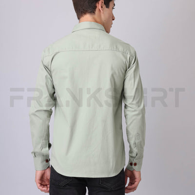 Frankshirt Double Pocket Pista Solid Tailored Fit Cotton Casual Shirt for Man
