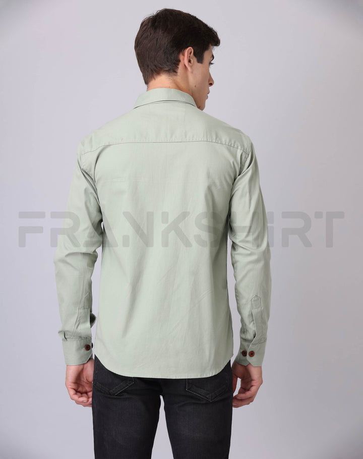 Frankshirt Double Pocket Pista Solid Tailored Fit Cotton Casual Shirt for Man