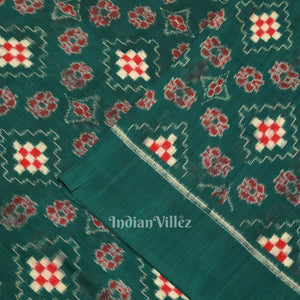 Dark Green Pasapali Sambalpuri Ikat Cotton Fabric
