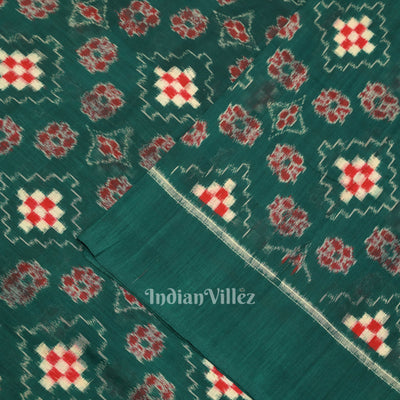 Dark Green Pasapali Sambalpuri Ikat Cotton Fabric