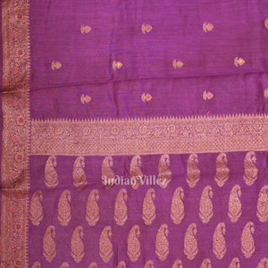 Purple Tussar Banarasi Saree