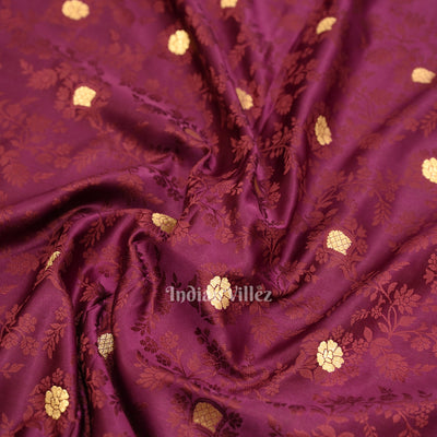 Wine Purple Soft Pure Mashru Satin Silk Banarasi Saree