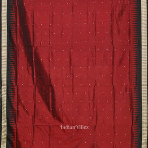 Maroon Black Buti Design Bomkai Sambalpuri Silk Saree