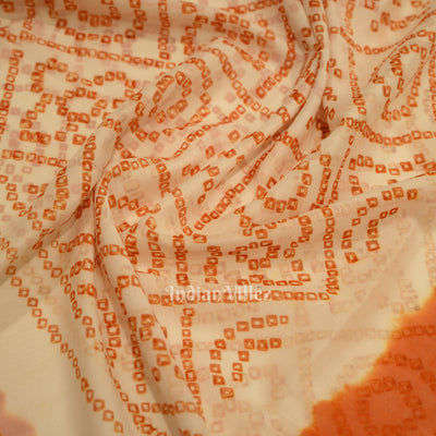 White Orange Khaddi Georgette Banarasi Bandhani Saree