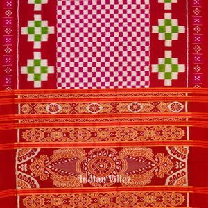 Red Rani Pasapali Theme Odisha Ikat Contemporary Silk Saree
