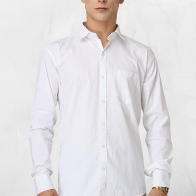 Twill Cotton Shirt for Man (White)