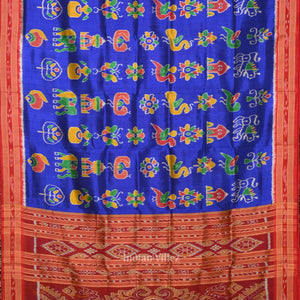 Deep Blue Nabarangi Nabakothi Odisha Ikat Khandua Silk Saree