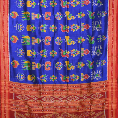 Deep Blue Nabarangi Nabakothi Odisha Ikat Khandua Silk Saree