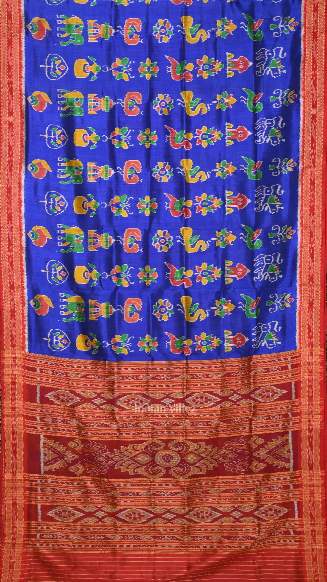 Deep Blue Nabarangi Nabakothi Odisha Ikat Khandua Silk Saree