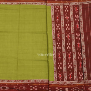 Maroon Parrot Green Flower Buti Odisha Ikat  Sambalpuri Dress Set & Dupatta
