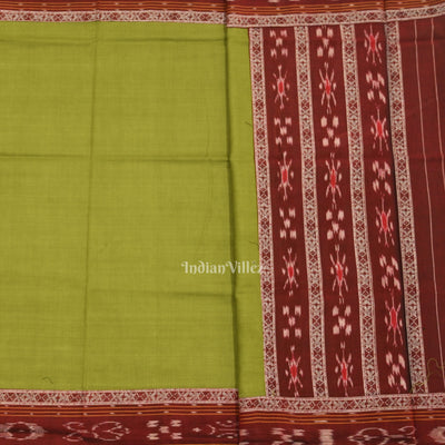 Maroon Parrot Green Flower Buti Odisha Ikat  Sambalpuri Dress Set & Dupatta