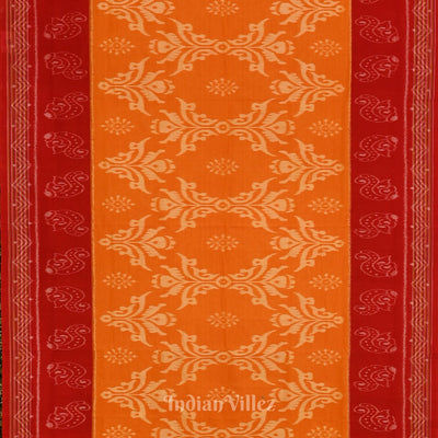 Mustard Yellow with Red Theme Odisha  Sambalpuri Pure Cotton Saree