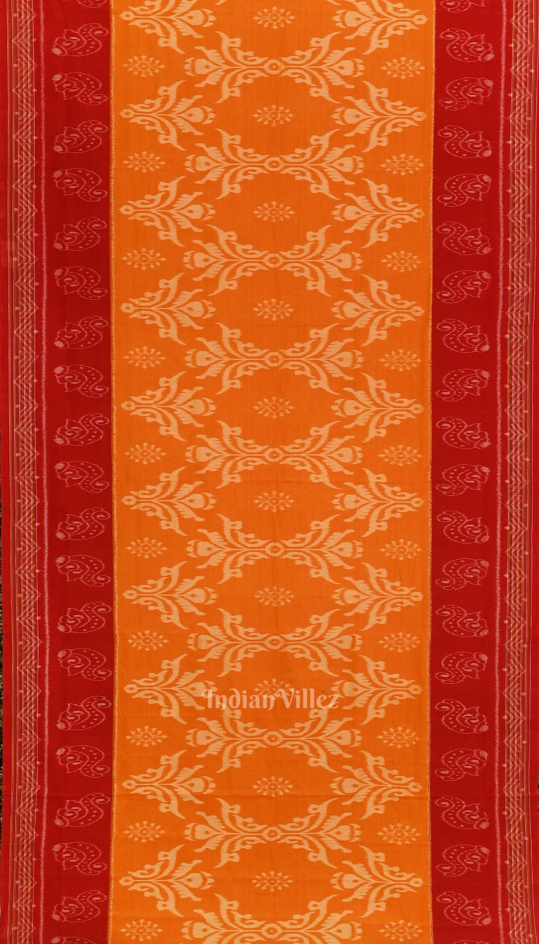 Mustard Yellow with Red Theme Odisha  Sambalpuri Pure Cotton Saree