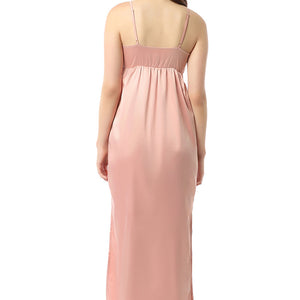 Eternal Bliss Full-length Satin Chemise - Mellow Rose
