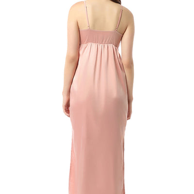 Eternal Bliss Full-length Satin Chemise - Mellow Rose