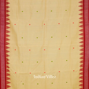 Cream Tribal Theme Natural Dyed Ganjam Bomkai Saree (Revival)
