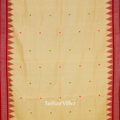 Cream Tribal Theme Natural Dyed Ganjam Bomkai Saree (Revival)