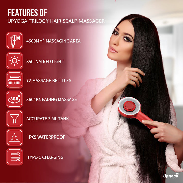 Upyogaa Trilogy Red Light Therapy Hair Scalp Massager & Oil Applicator Hair Rejuvenation Device | 1 Year Warranty