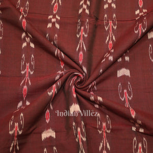 Marron Mayur Chandrika Sambalpuri Ikat Cotton Fabric