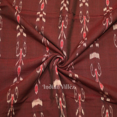 Marron Mayur Chandrika Sambalpuri Ikat Cotton Fabric